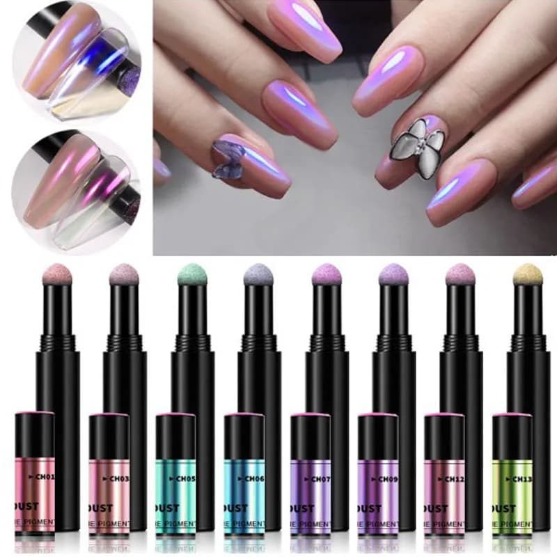 0,6 g di polvere per specchio laser olografico per nail art glitter cromo aria solida Aurora cuscino d'aria in polvere per specchio magico