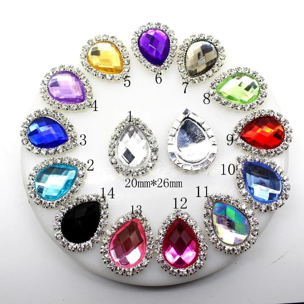 Gocce d'acqua 10 Pz/lotto 20*25mm Fai Da Te Strass Accessori Dei Monili Per Il Fatto A Mano di Nuovo Modo Lucido Cabochon Impostazione forniture