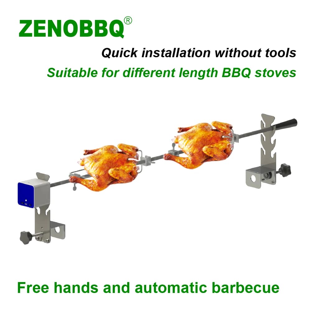 ZENOBBQ Barbeque Roofing Kit Universal Rotating Spit Turn for Pig Equipment Motor free length adjustment Camping accessories