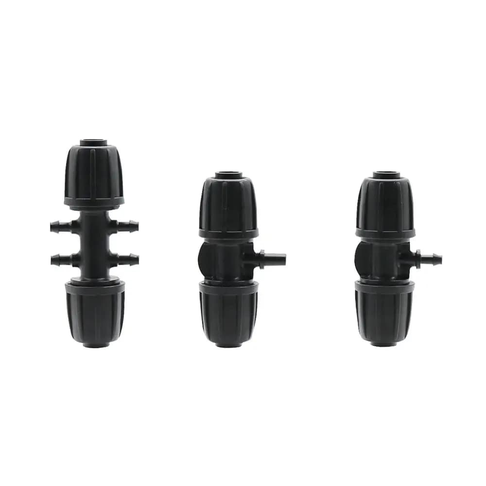 5 Pcs irrigazione da giardino tubo da 16mm a 4/7mm interfaccia tubo connettori bloccati Tee connettore a 4 vie adattatori di collegamento tubo