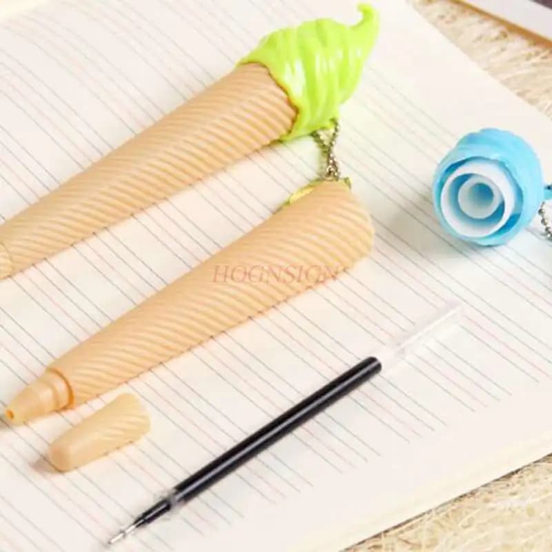 1 pz creativo gelato penna gel penna firma nera ciondolo a farfalla cono penna stilografica 0.38 ricarica studente di cancelleria