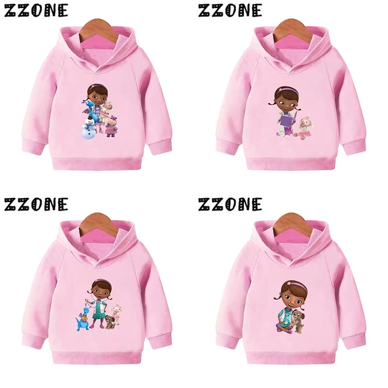 Felpe con cappuccio per bambini Doc McStuffins Clinic Girl Cartoon felpe per bambini Pullover per bambini top autunno ragazze ragazzi vestiti, KMT5460