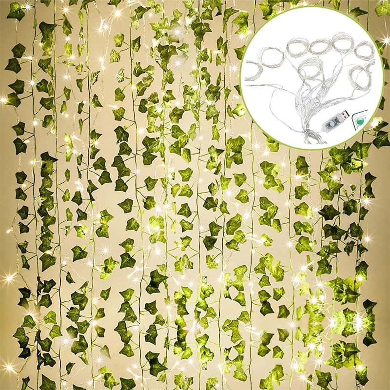 12pack 2.2m artificial plants garland leaf green vine edera plants fake pink wall flowers hanging for garden wedding at home