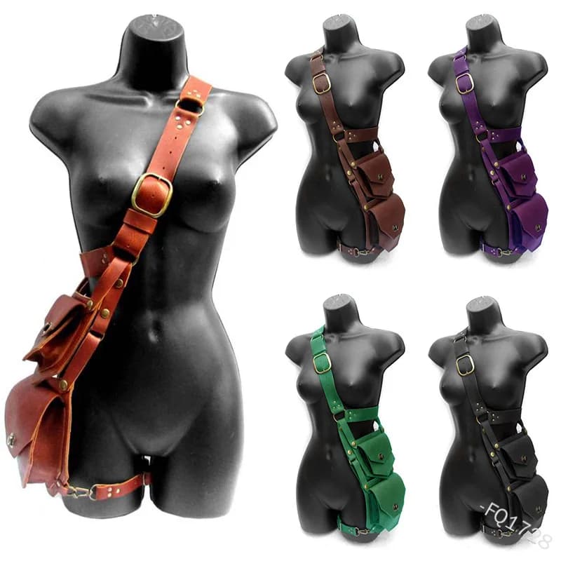 Borsa a marsupio medievale Cintura Portafoglio da sella in pelle Uomo Donna Steampunk Costume da pirata vichingo Accessorio per attrezzatura antica Cosplay per adulti