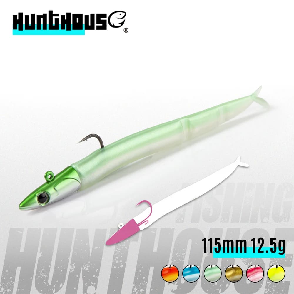 HUNTHOUSE Nero Minnow Shad 112mm 12g Richiamo Morbido di Pesca JIG Testa Minnow Easy Shiner Wobblers Pesca Per la pesca Bass GT LW246