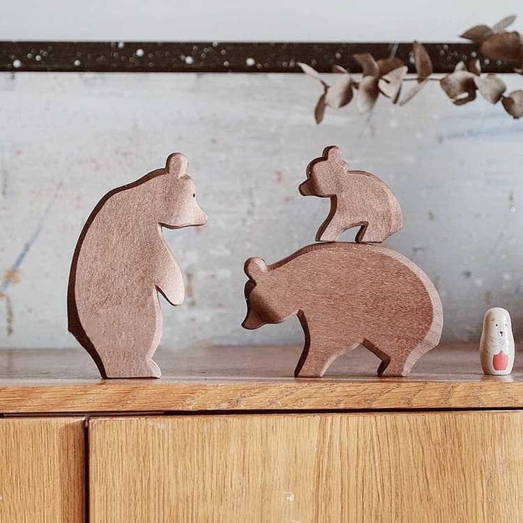 Orso cervo animale bambini giocattoli in legno blocchi da costruzione impilabili giochi da castello Handcarft Montessori giocattolo per l'educazione precoce