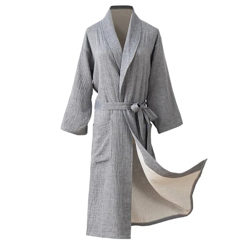 Spring New 100% Cotton Nightgown Sexy Bath Robe Women's Laple Sleepwear Double deck Gauze Sleepshirts Female Home Bathrobe