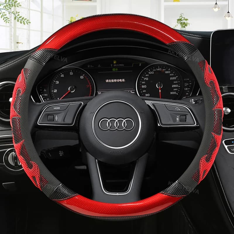 Coprivolante per Auto sportiva in pelle in fibra di carbonio antiscivolo per Audi A1 8X A2 A3 Q3 Q5 Q2 A4 A5 A6 Avant accessori Auto