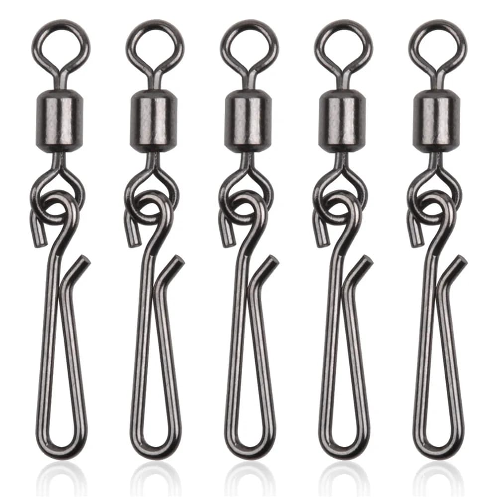 Girelle e moschettoni da 30 pezzi per connettore girevole per amo da pesca con moschettone sospeso Accessori per attrezzatura da pesca con clip veloce in acciaio inossidabile