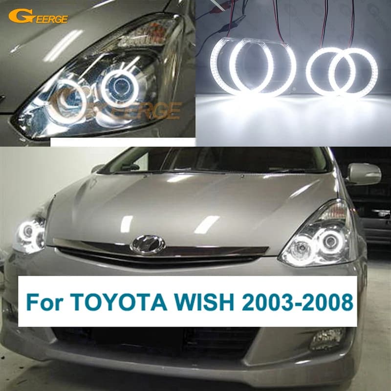 Per Toyota Wish 2003 2004 2005 2006 2007 2008 2009 Eccellente luce diurna ultra luminosa SMD LED Angel Eyes Kit Halo Anelli