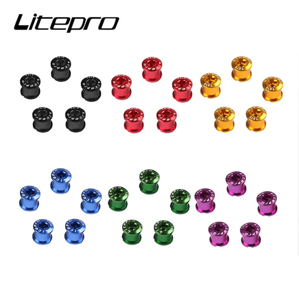 Litepro Road BMX Guarnitura in lega per bicicletta Doppio piatto Viti MTB Mountain Bicicletta pieghevole Disco Lumaca Ruote dentate Bulloni 5 pz/lotto