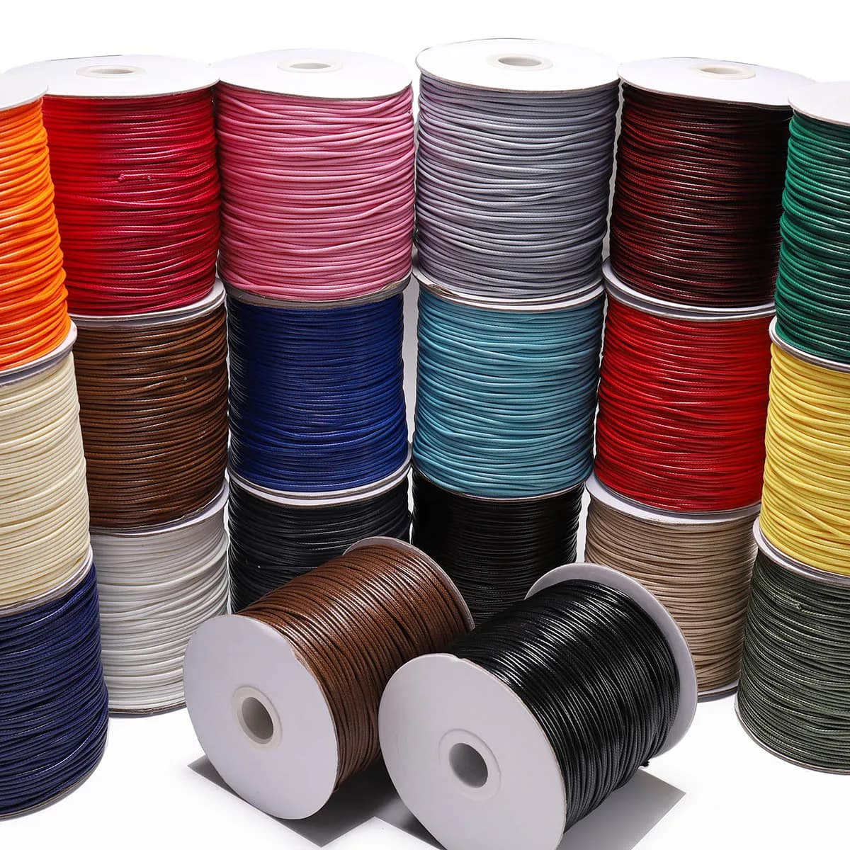 10M 1/1.5/2mm Spago di cuoio cerato Perline Corda per lavorazione Macrame Cavo cerato Filo di cotone Stringa Creazione di gioielli Bracciale Forniture