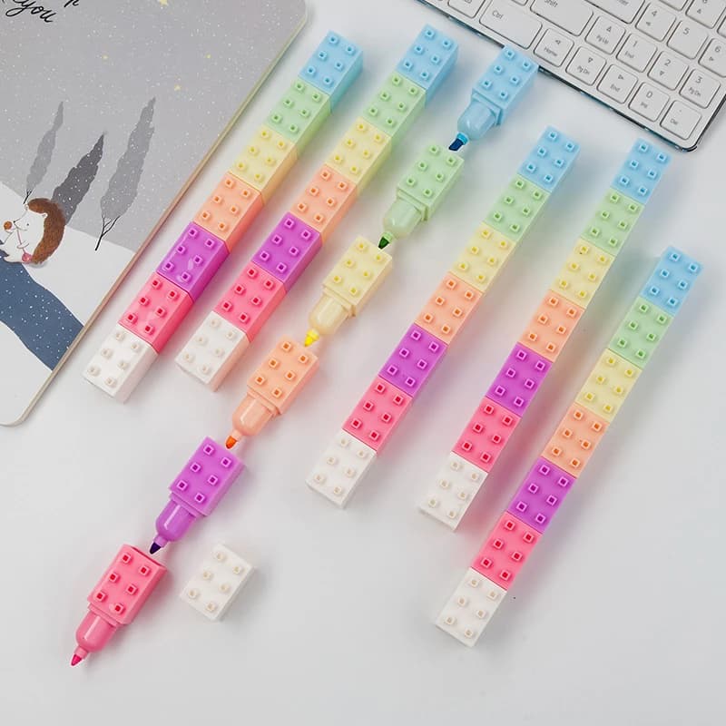 6pcs colore pastello Body Building Block evidenziatore penna Set pennarelli fluorescenti per pennarelli per pittura disegno scuola regalo per bambini A6201