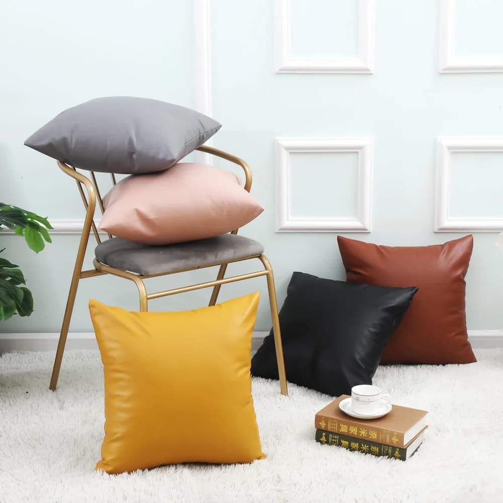 PU leather cushion cover 45 * 45/50 * 50/55 * 55/60 * 60CM Leather sofa pillowcase
