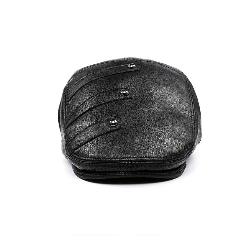 X179 Cappello in pelle da esterno per uomo adulto Berretto in pelle di pecora unisex Cappello da uomo caldo con protezione per le orecchie Cappello in vera pelle al 100%