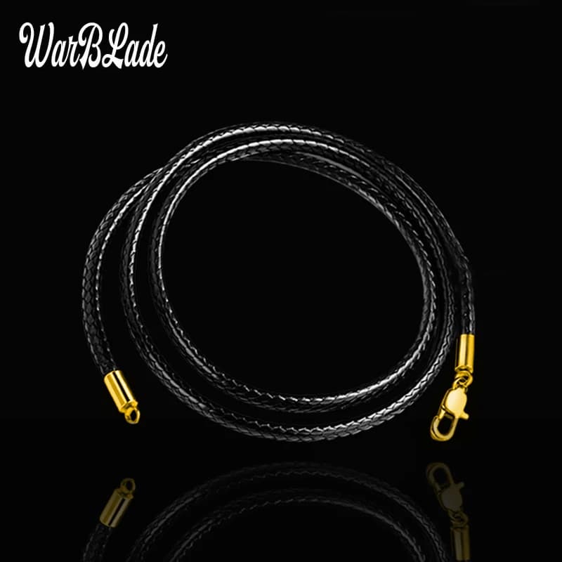2021 nuovo cavo di cuoio 40-60cm collana cavo corda di cera catena con chiusura a moschettone in acciaio inossidabile per uomo donna collana fai-da-te