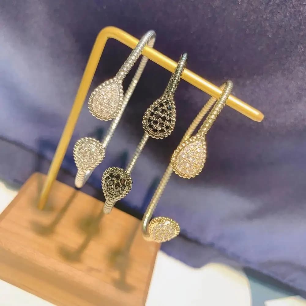 Nuovo braccialetto a polsino ovale design elegante geometrico pieno microl zirconi matrimonio fidanzamento donna braccialetto gioielli di moda S0855