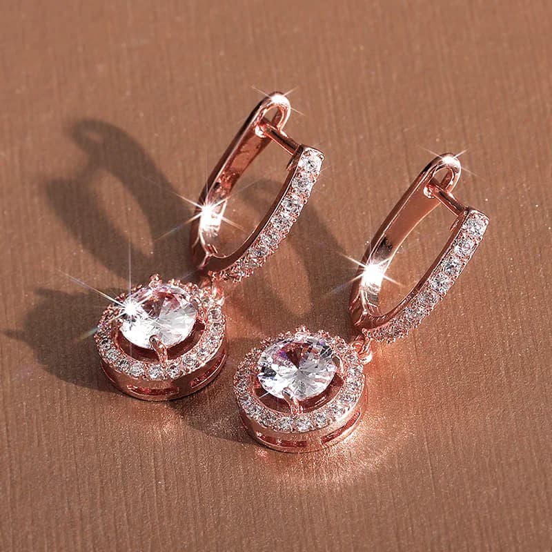 Huitan Brilliant Women Dangle Earrings Round Cubic Zirconia Versatile Gorgeous Female Accessories Wedding Bands Fashion Jewelry
