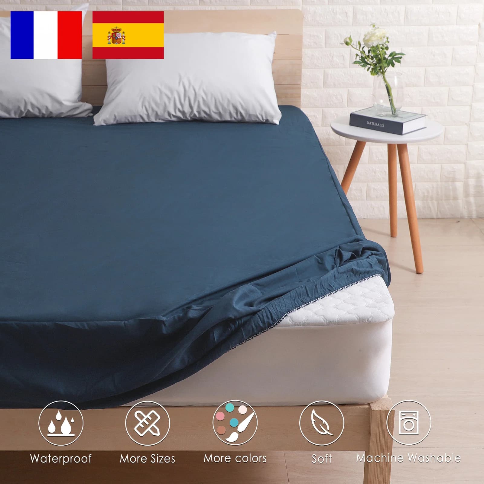 Fitted Sheet Waterproof Mattress Cover Colorful Bed Cover Breathable Deep Pocket for 30CM 1 PC cobertores de cama