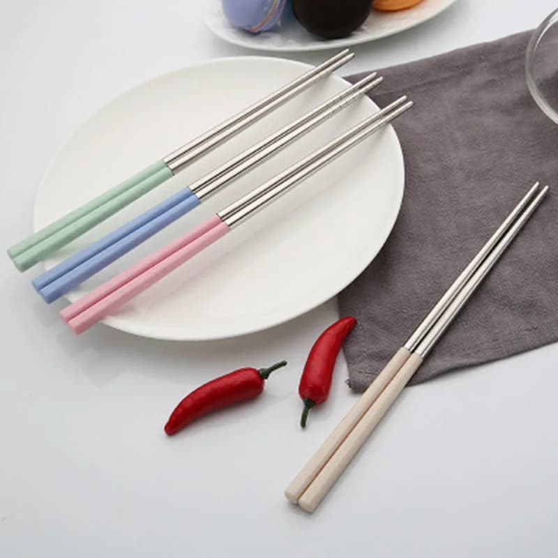 1 paio di bastoncini coreani in acciaio inossidabile modelli di incisione Laser bastoncini per alimenti bacchette riutilizzabili portatili Sushi