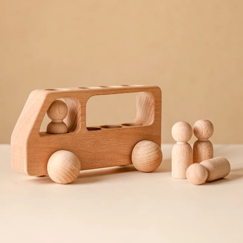 1pc giocattoli per auto in legno blocchi di autobus in legno di faggio giochi Montessori giocattoli educativi Montessori per bambini dentizione regali di compleanno per bambini