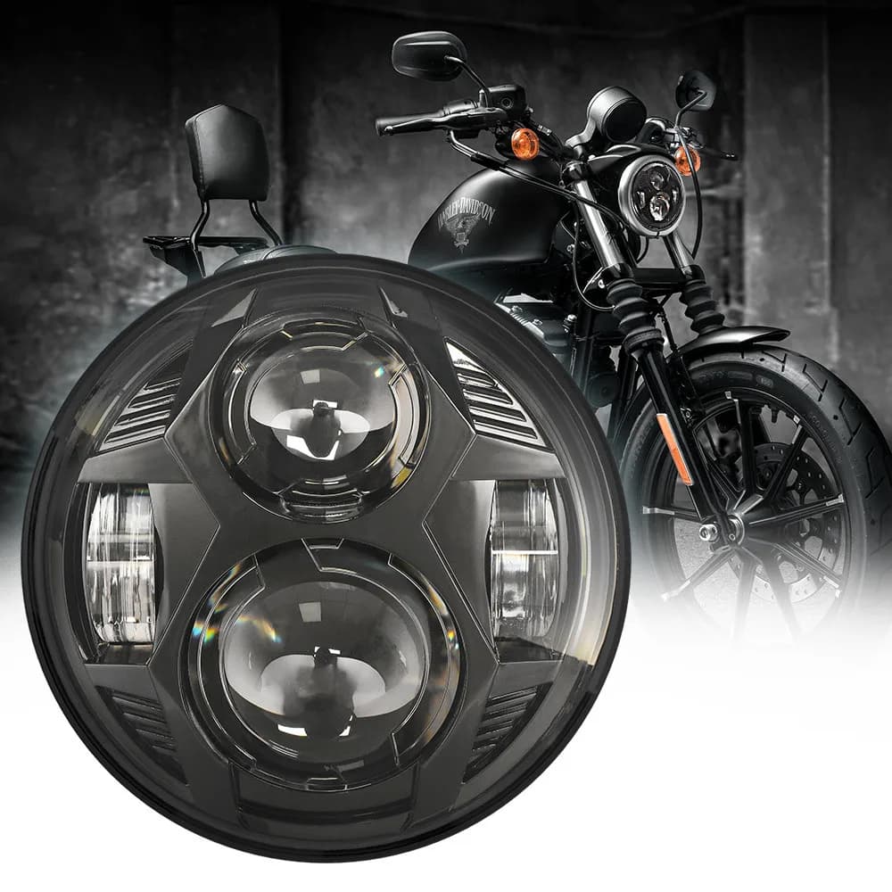 Faro principale da 5,75 pollici con DRL abbagliante/anabbagliante per Honda Yamaha Harley Dyna Sportster Softail FXST, FXSTB, FXSTC Faro da 5 3/4".