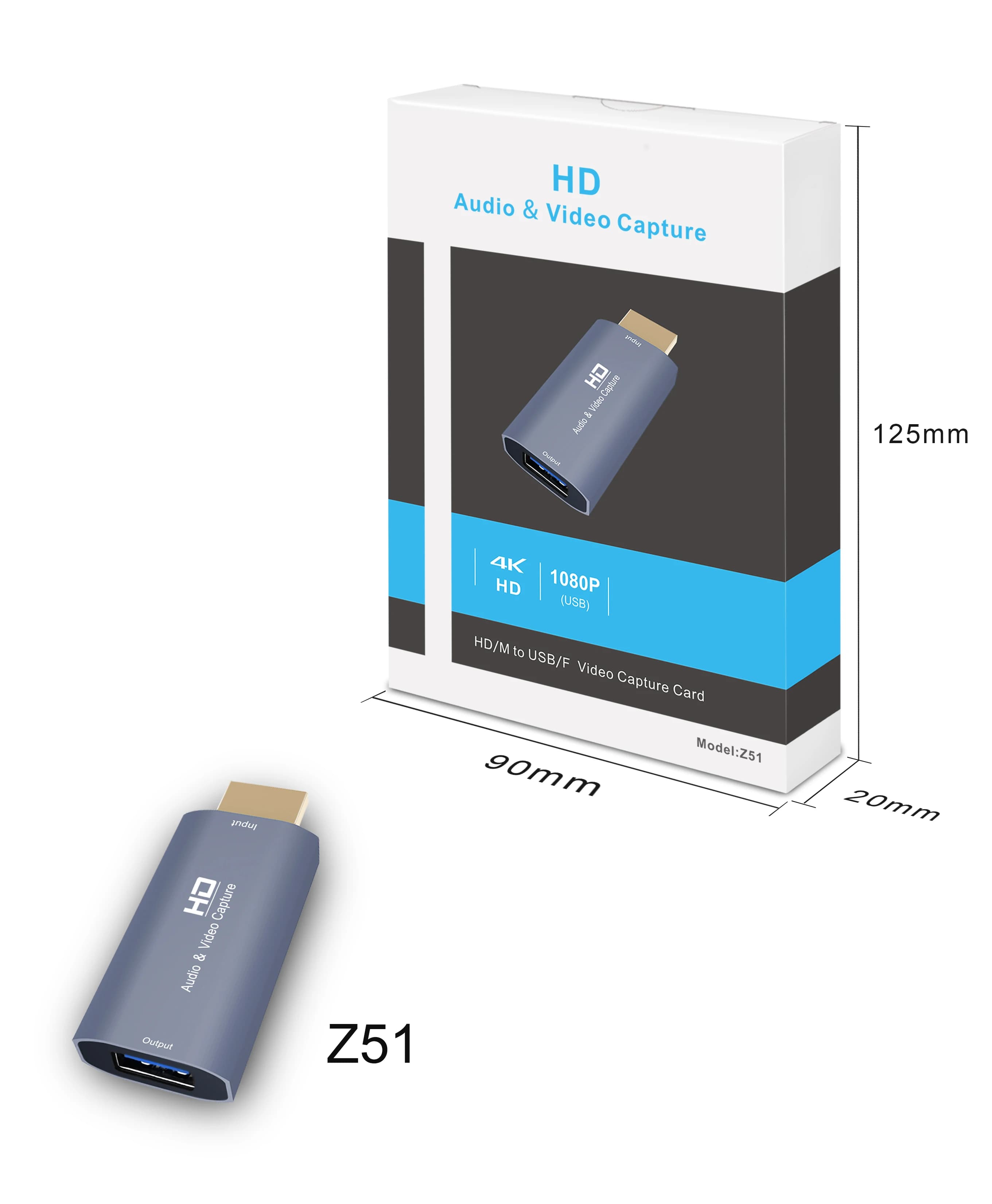 Scheda di acquisizione video Z51 4K per adattatore maschio-USB femmina compatibile HDMI Registratore di giochi in streaming video live 1080P