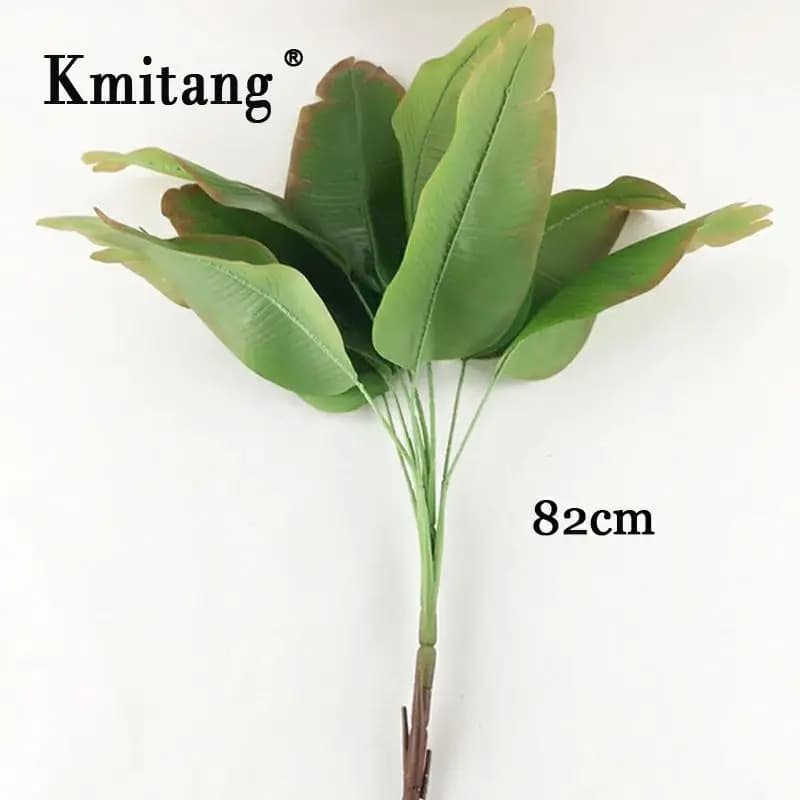 82cm 9 Fork Monstera Leaves Large Artificial Plants Plastic Palm Large Tree of Fake Banana Leaves True Foil Touch Home