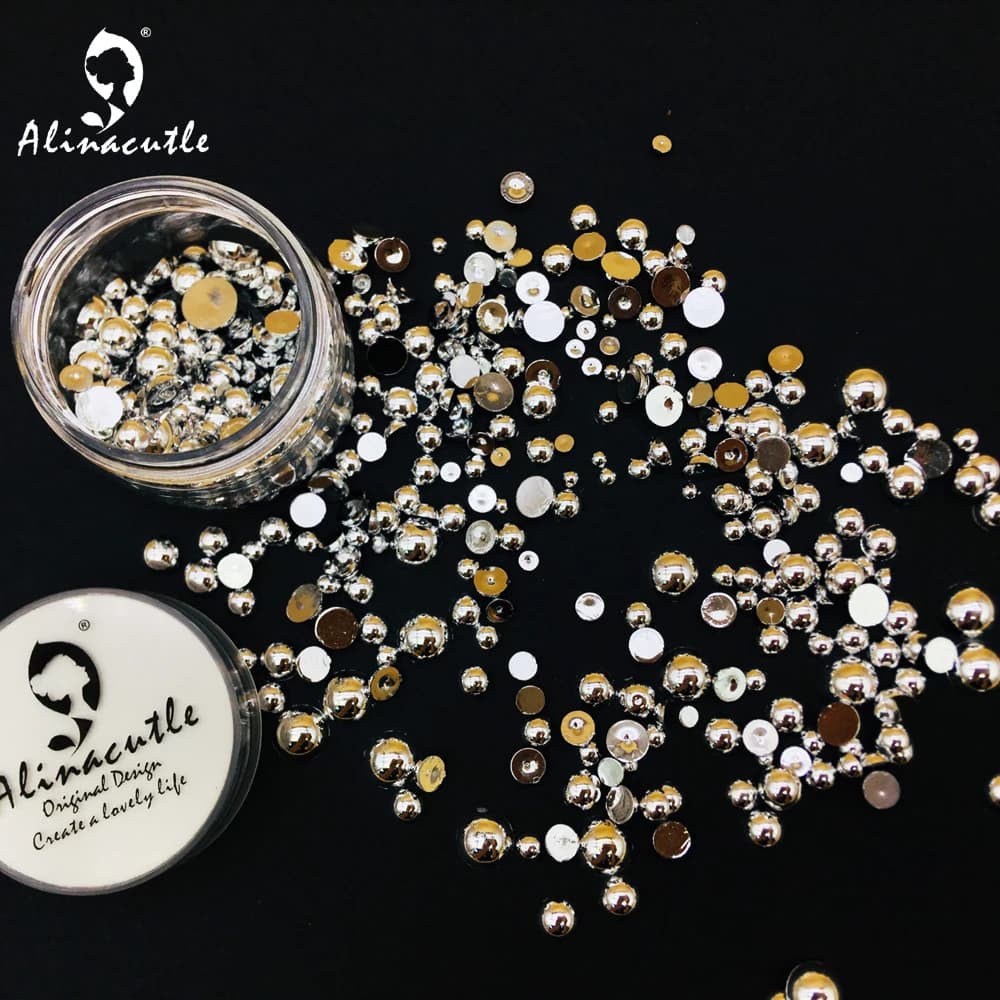 15 g/barattolo di perle metalliche di dimensioni miste per unghie artistiche accessori artigianali fatti a mano album shakes perle di paillettes fai da te