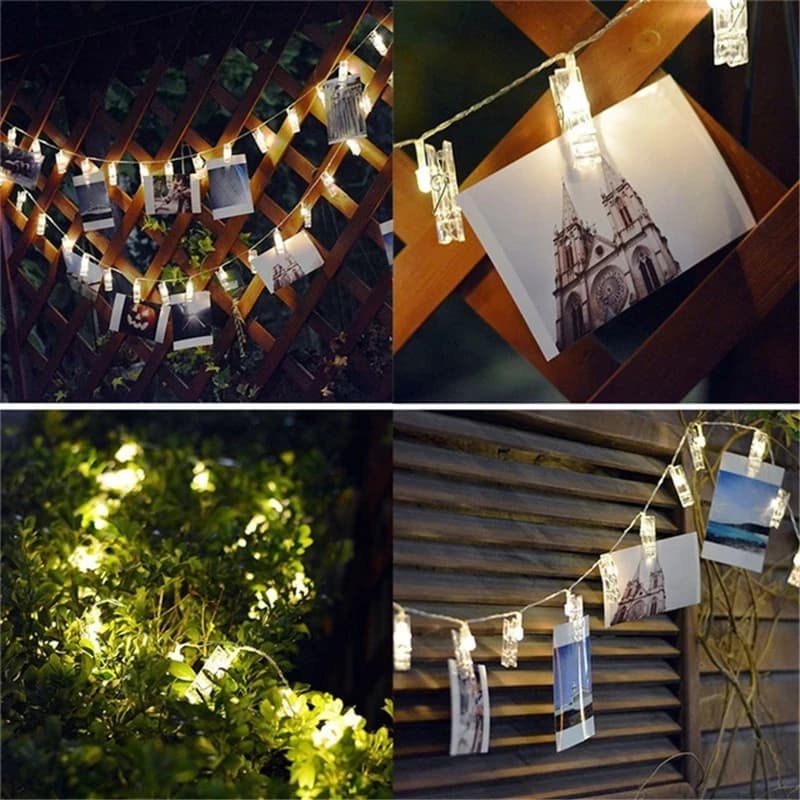 Luci a corda con clip a LED per matrimoni, alimentate da 3 batterie AA, 3 metri 20 LED, 4 metri 40 LED, per decorazioni interne ed esterne, ideali per feste.