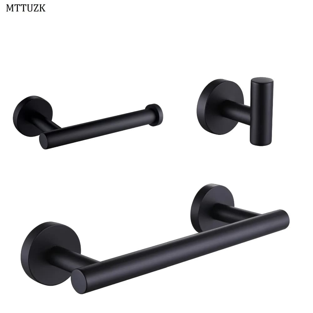 MTTUZK set di ferramenta da bagno in acciaio inossidabile 304 nero, portasciugamani, gancio per accappatoio, portarotolo Accessori hardware da bagno