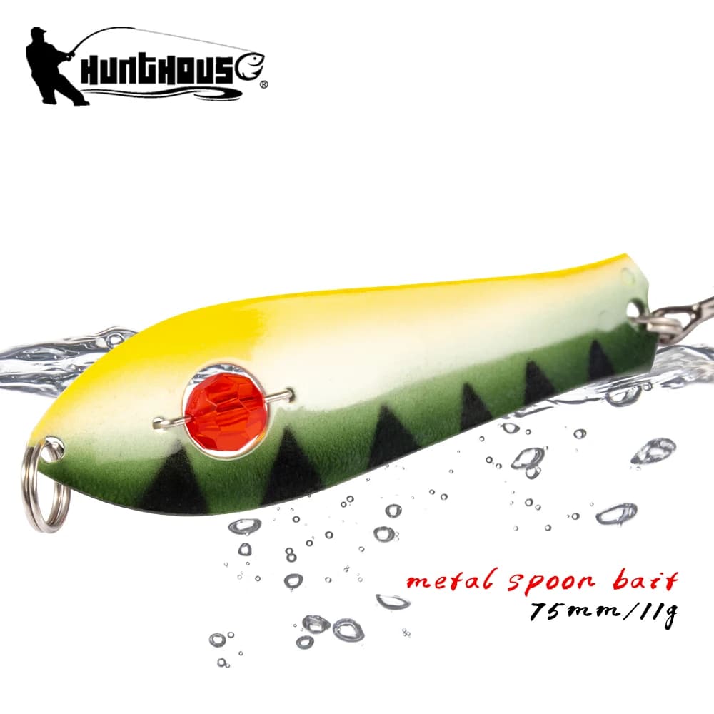 Hunthouse Esche da pesca in metallo Spinner Cucchiaio Esche artificiali dure Trolling Affondamento LW810 75mm 11g Ottone Luccio Persico Acqua dolce