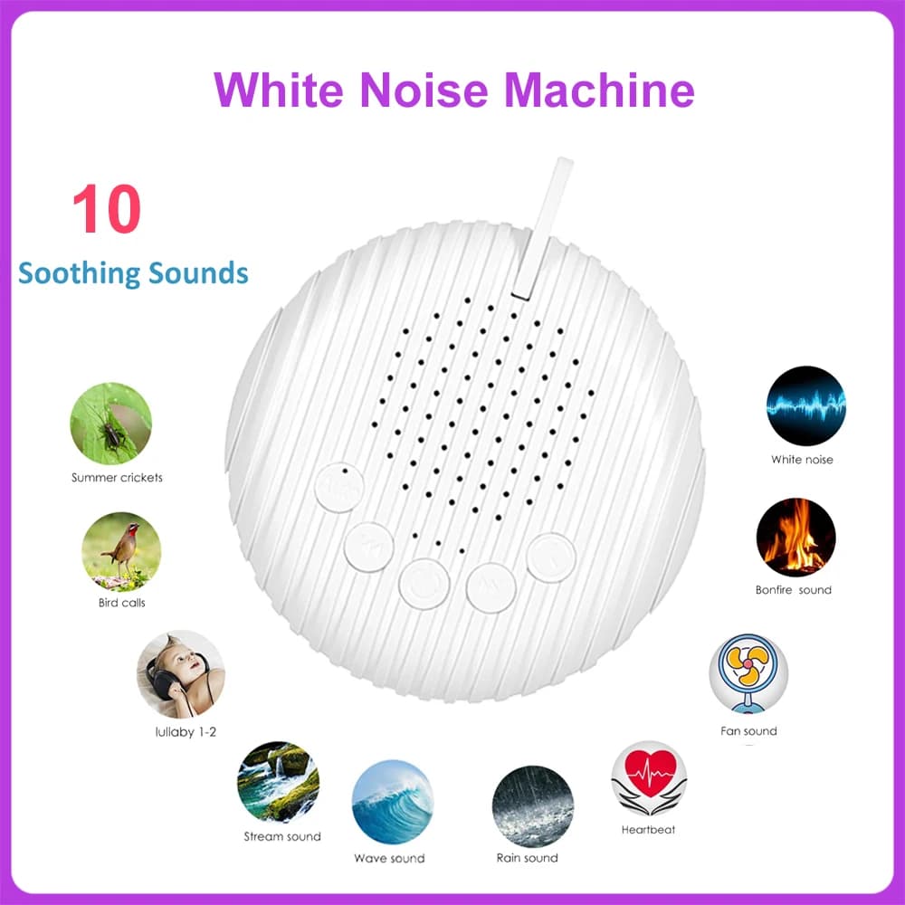 Macchina per il suono del rumore bianco Macchina portatile per il sonno del bambino 10 Suoni rilassanti Volume regolabile Batteria ricaricabile incorporata USB