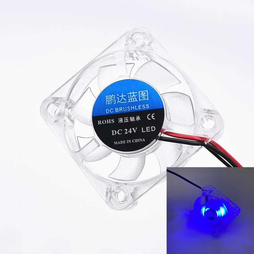 Ventola di Raffreddamento LED Blu DC 4010 40x40x10mm, 5v 12v 24v per PC e Stampanti 3D, 2 Pin