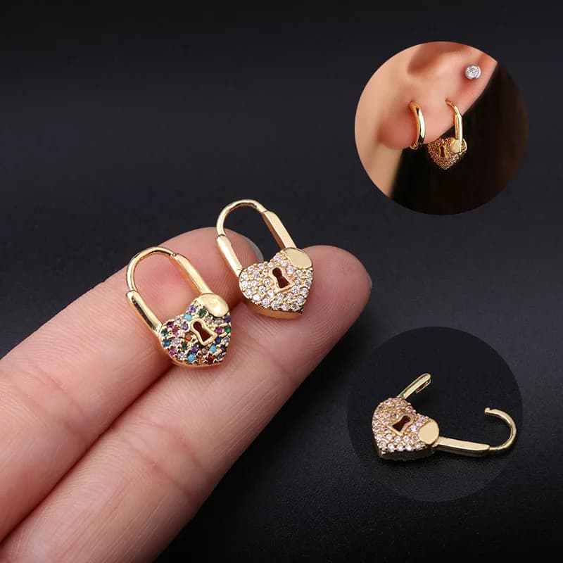 1PC Surgical Steel Earring Ring CZ Hoop Body Piercing Barbell Cartilage Lock Ear Conch Helix Earring Body Jewelry for Women