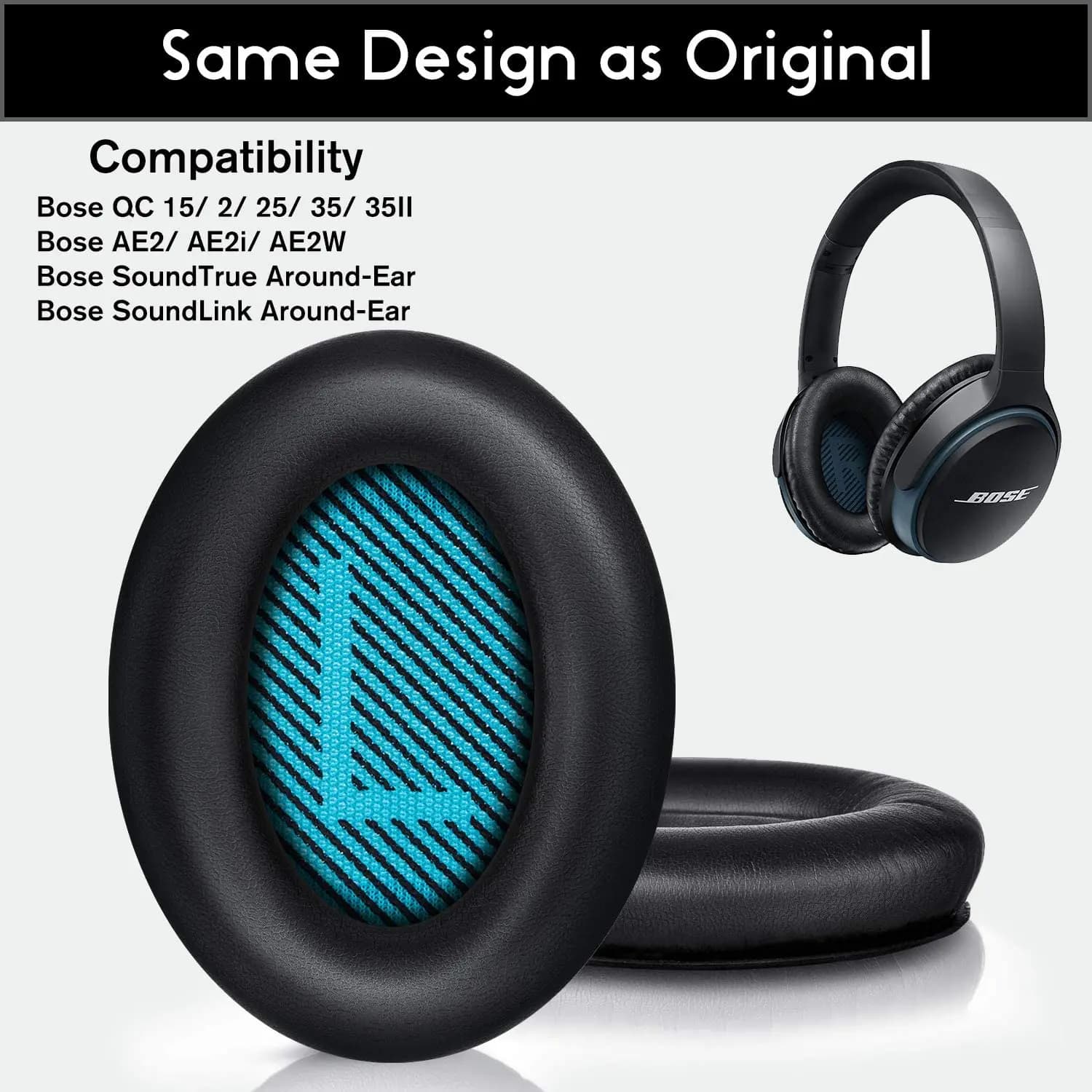 Cuscinetti auricolari di ricambio per cuffie Bose silent Comfort QC25 Kit cuscino auricolare compatibile con QC2 QC15 Ae2 Ae2i Ae2w- Memory Foam