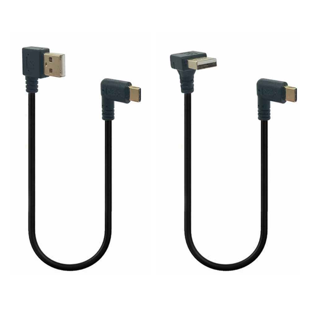 2 Cavi USB-C USB 3.1 Tipo C da 20CM, Estensibili, Angolati a 90 Gradi, da Maschio a Maschio USB 2.0 A, con Molla, per Trasferimento Dati
