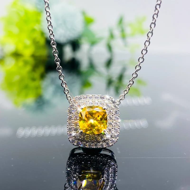 Collana con ciondolo moda femminile di lusso Huitan con gioielli alla moda con zirconi cubici gialli/bianchi luminosi