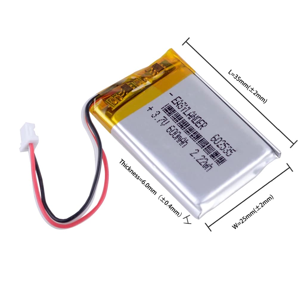 3,7 V 600 mAh 602535 Batteria ricaricabile ai polimeri di litio agli ioni di litio per sostituire Yi smart dash cam siaomi registrar texet DVR 604