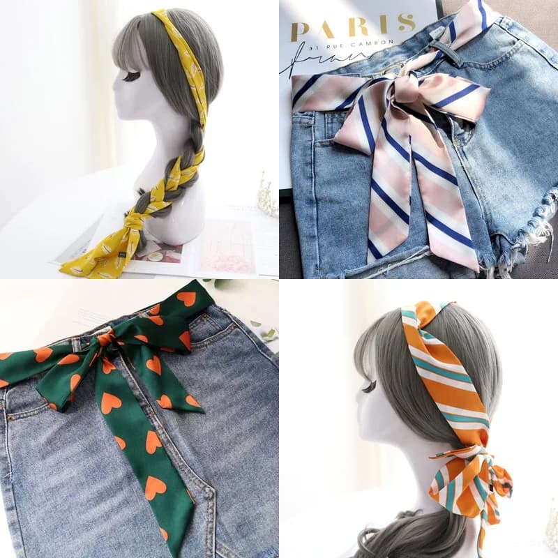 Designer Infinity Vintage Scarf 200CM Long Head Silk Scarfs For Girls Summer Belt Jersey Japanese Scarf For Women Neckerchief