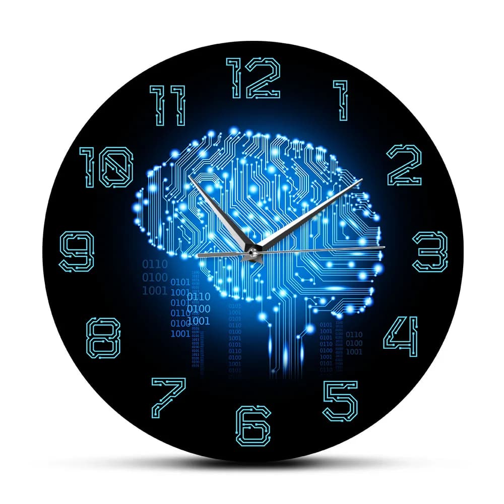 Codice binario di Arte Intelligenza Cervello Orologio Da Parete Movimento Silenzioso Orologio Da Parete Ufficio Azienda Decor Cervello Circuito di Arte Per Geek