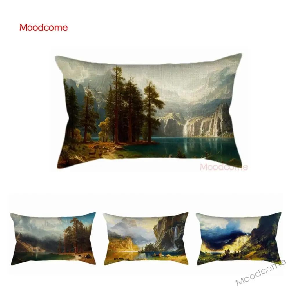 Albert Bierstadt Paesaggio americano Pittura a olio Decorazione della casa bianca Divano artistico Federa lombare Fodera per cuscino per auto in vita rettangolare