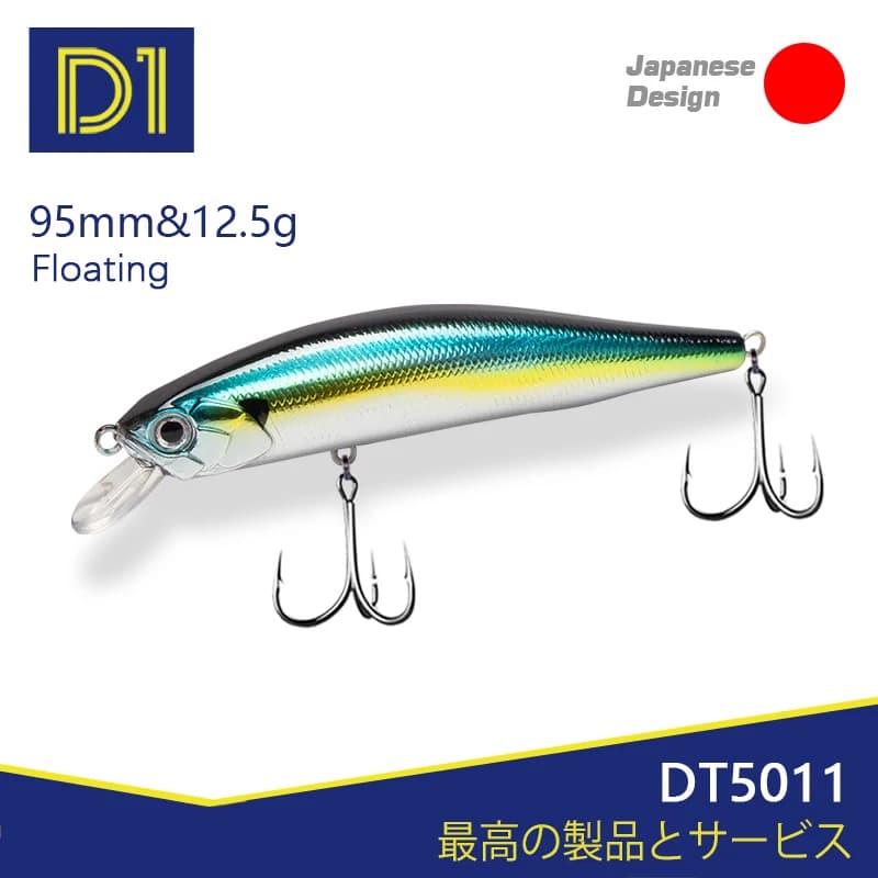 D1 Floating Minnow 95mm/12.5g Wobblers acqua di mare Jerkbait Hard Bait attrezzatura da Pesca 2020 per Pike Bass Pesca Set