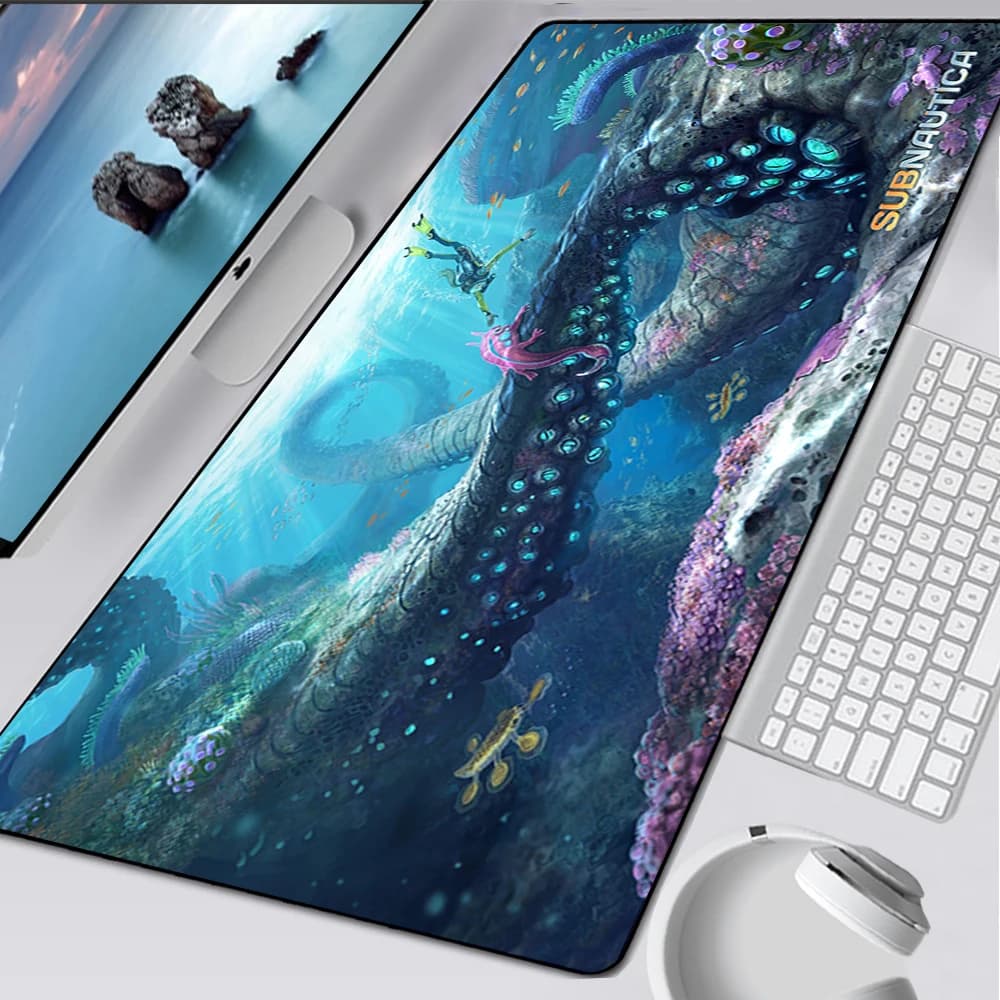 Subnautica tappetino per Mouse da gioco di grandi dimensioni Computer Office Mousepad PC Gamer tappetino per Mouse tappetino per Mouse tappetino per Mouse tappetino per tastiera tappetino per scrivania