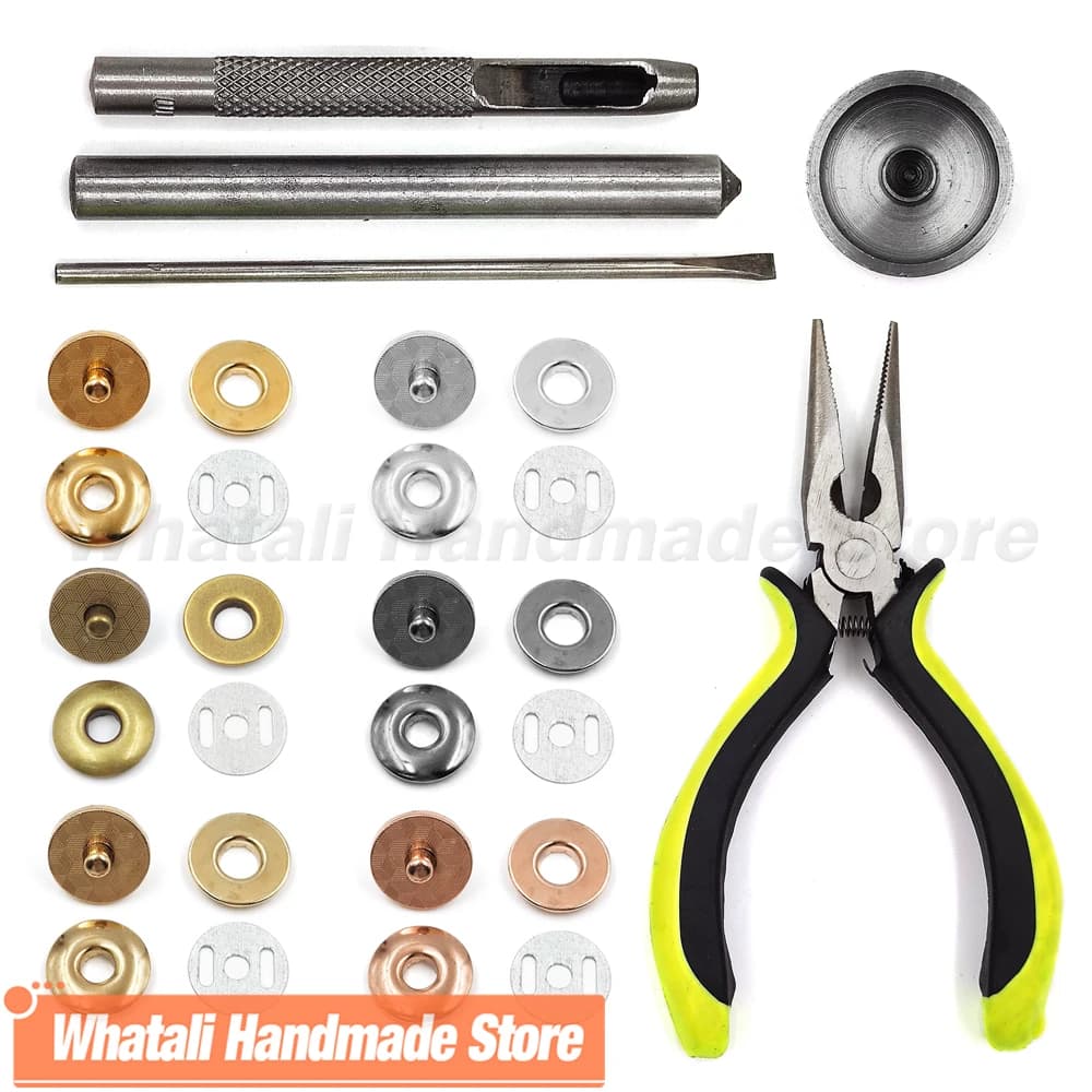 10 set/lotto 17mm Magnete Fibbia Bottoni automatici magnetici Borsa Elementi di fissaggio in pelle Catenacci Borsa Portafoglio Notebook Craft Punch Tool