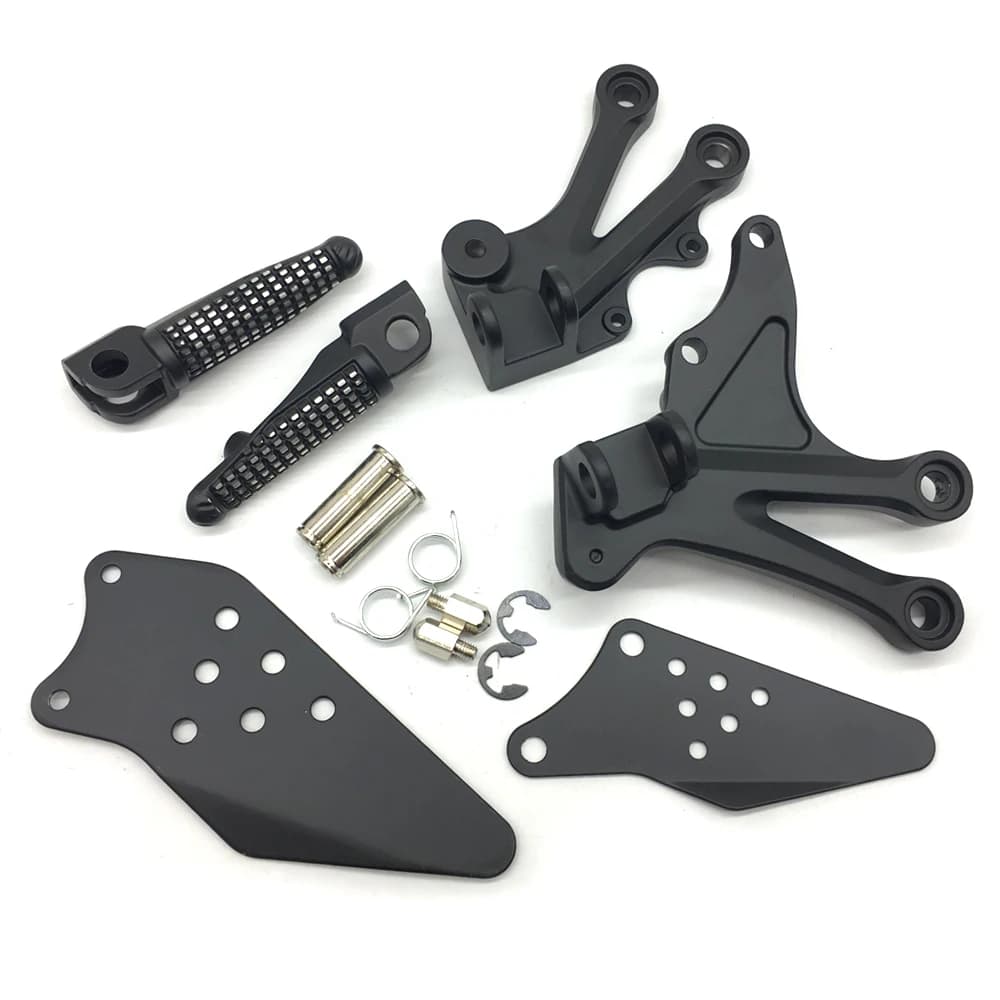 Staffa poggiapiedi per pedane anteriori per moto nera adatta per Kawasaki Ninja ZX10R 2004-2005