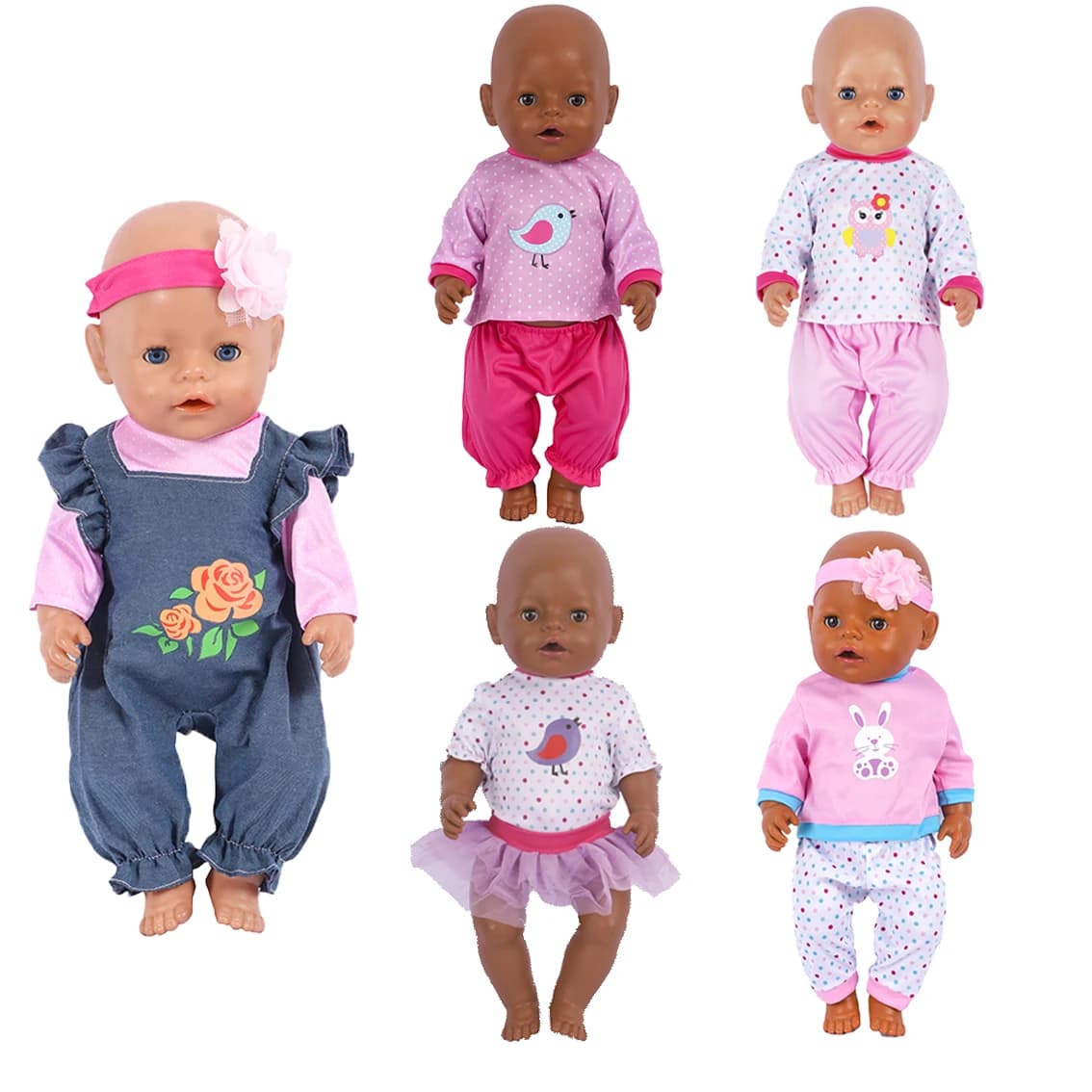 Vestiti per bambole da 18 pollici vestiti per neonati 43 cm gonna superiore Jeans pantaloni fascia per capelli per bambole americane da 18 pollici OG Dolls