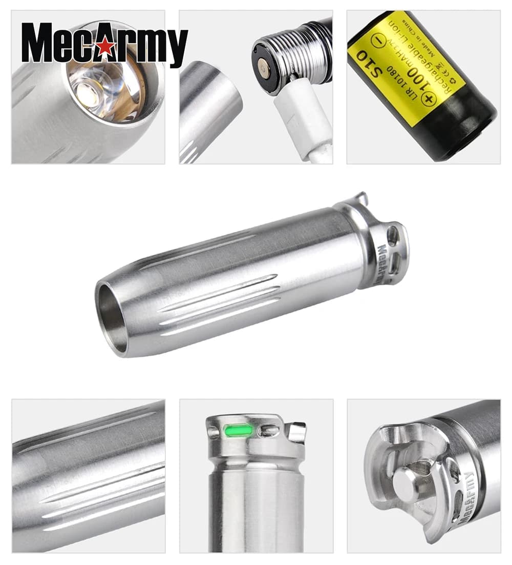 MecArmy BL43 Collana leggera in titanio Mini portachiavi Torcia 130 lumen Torcia ricaricabile USB per illuminazione esterna