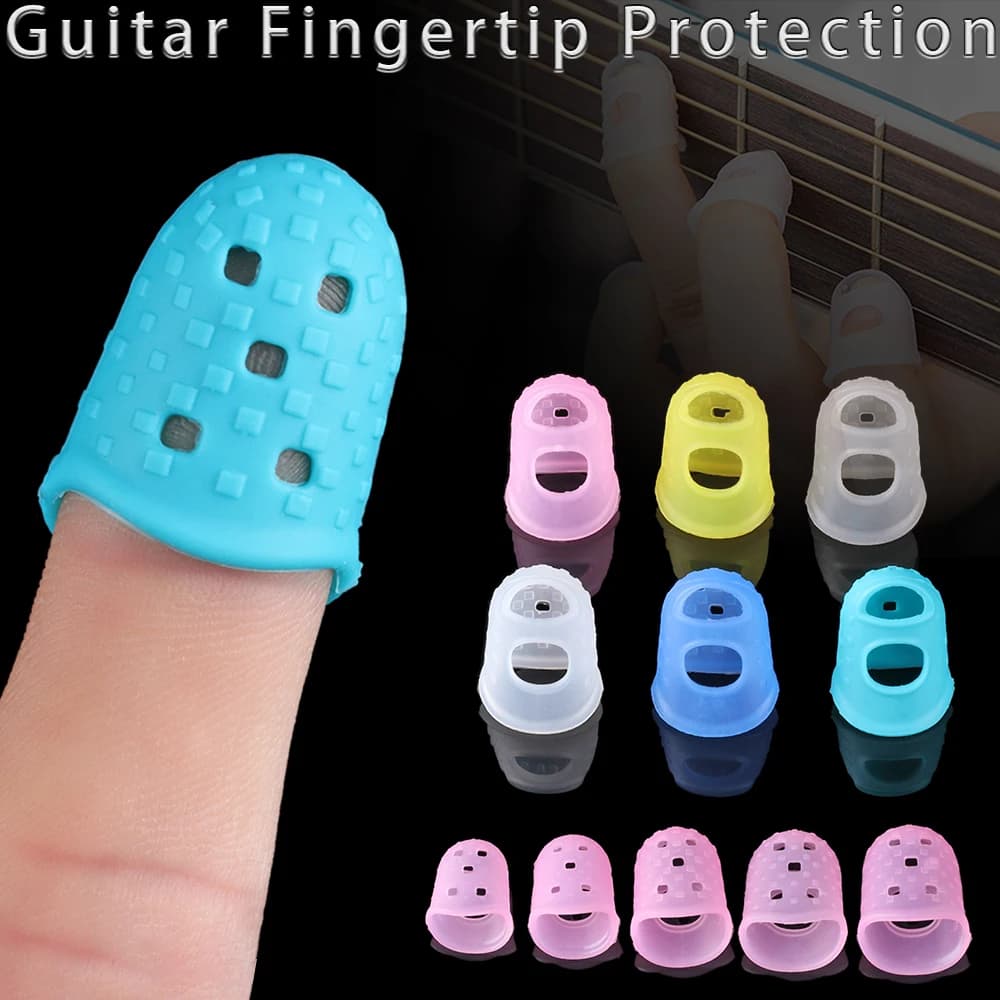 4 pz/set protezioni per dita antiscivolo in Silicone protezione per dita per chitarra protezione per dita per Ukulele accessori per presse per chitarra 6 colori