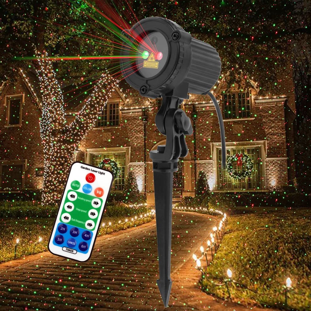 ALIEN Proiettore laser natalizio a movimento remoto Punti stellari Luce laser Doccia in movimento statico Illuminazione per albero di Natale da giardino impermeabile